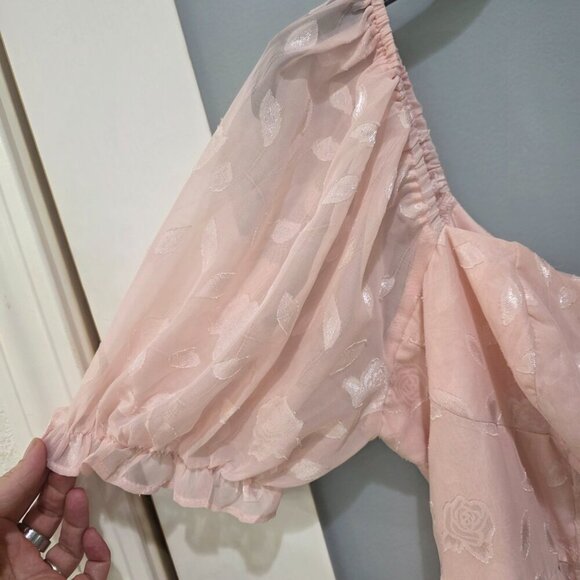 Lulus Pastel Pink Puff Sleeve Maxi Dress 1X | Romantic Vibes - Picture 3 of 16